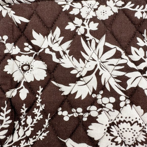 Vera Bradley Imperial Toile Cosmetic Bag Plastic Lining Brown White Pink Floral - Picture 5 of 8